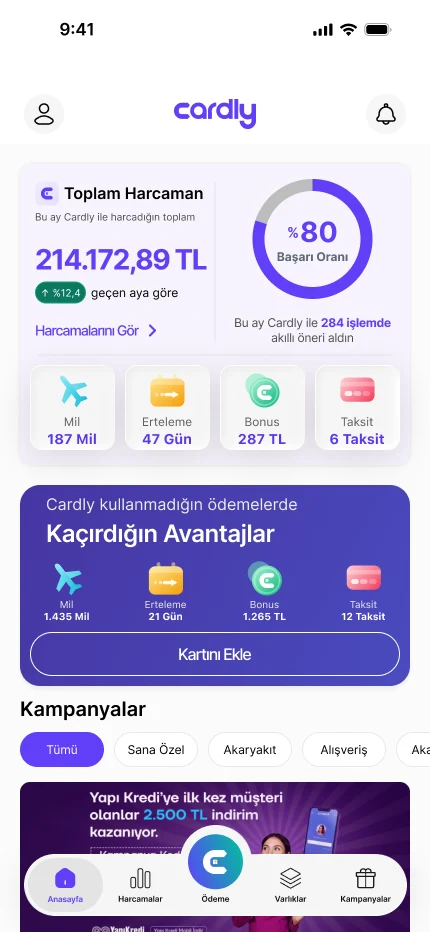 Cardly app home screen